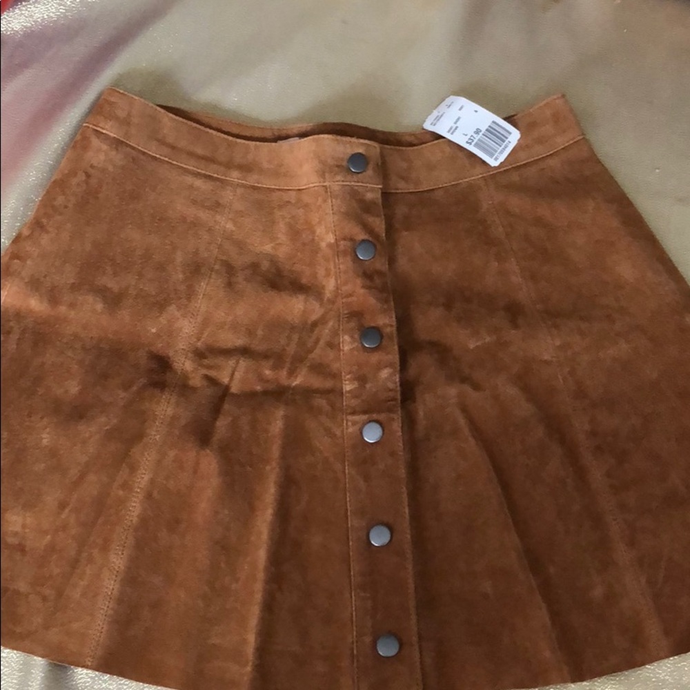 Faux Suede / Pigskin brown leather skirt